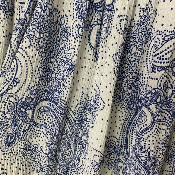 TOMMY HILFIGER Blue Paisley Long Sleeve Off Shoulder Top  Size Medium - Picture 3 of 10